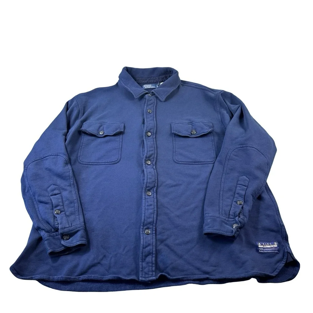Polo Ralph Lauren Blue Naval Cotton Knit Anchor Sailing Shacket Size Mens 3XLB